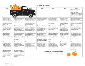 October Calendar - French